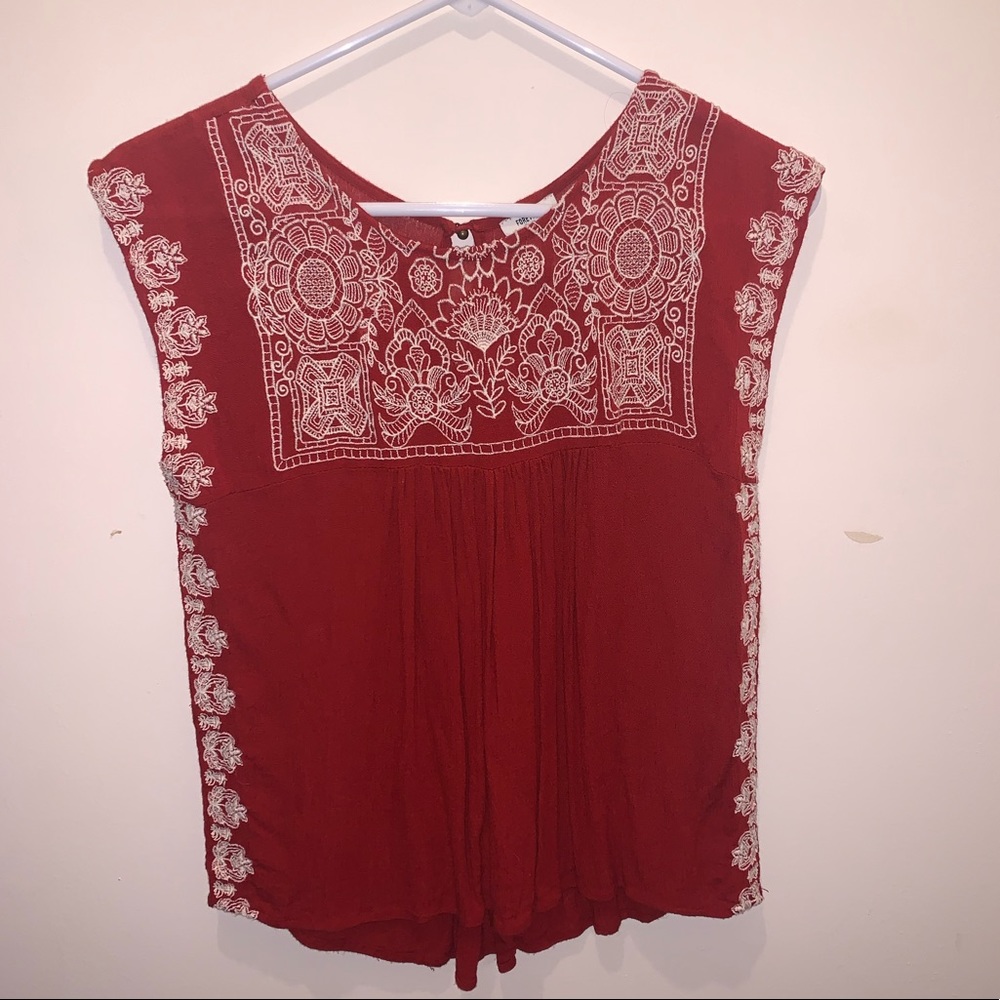 Cute red patterned blouse